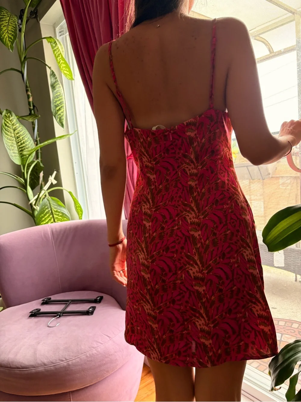 Urban outfitters Neck Slip Dress in Pink Floral Print